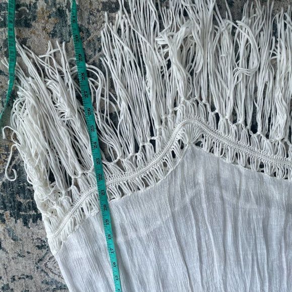 White boho crochet fringe tunic cover up top - Picture 7 of 7